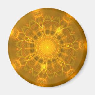Mandala Lace Lines Warm Glow Yellow Background Magneet