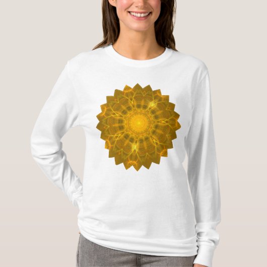 Mandala Lace Lines Warm Glow Yellow Background T-shirt (Voorkant)