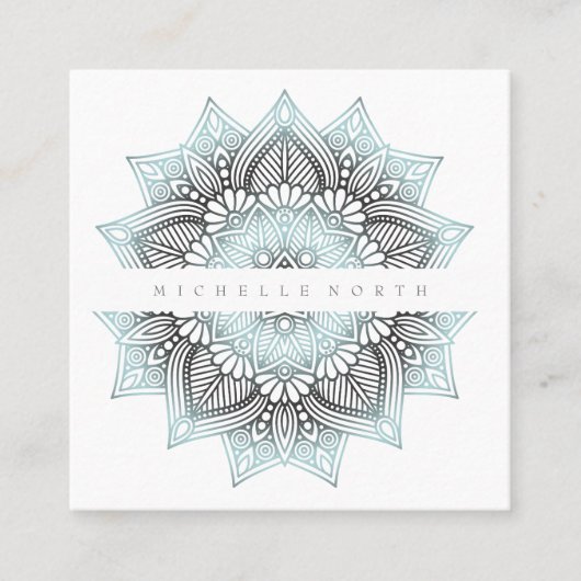 Mandala Lace Lt. Blue ID478 Vierkante Visitekaartje (Voorkant)
