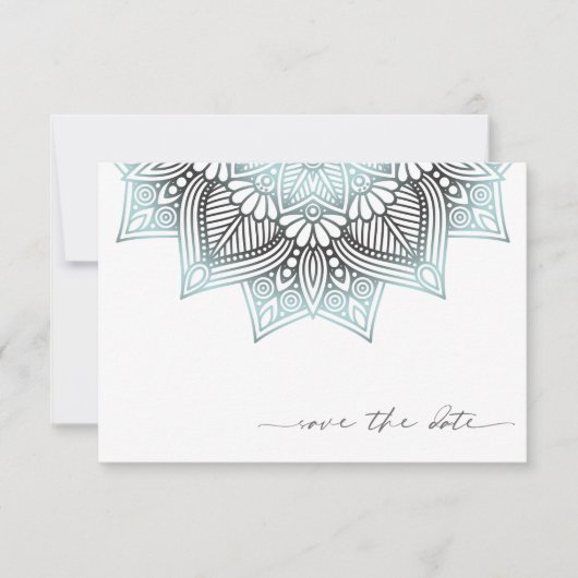 Mandala Lace Lt. Blue V2 ID968 Save The Date (Voorkant)