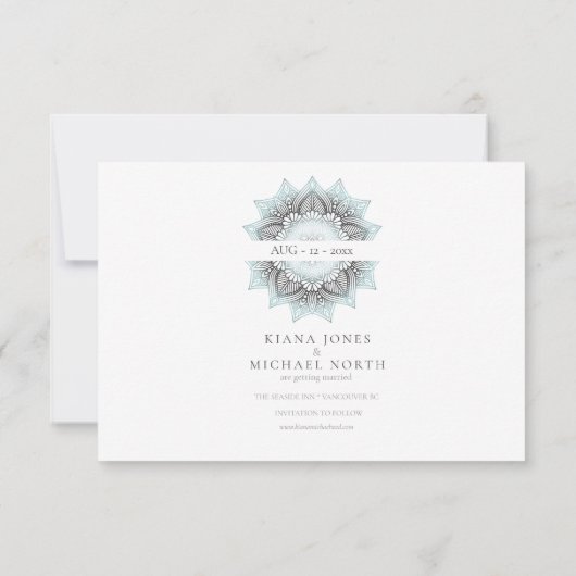 Mandala Lace Lt. Blue V2 ID968 Save The Date (Achterkant)