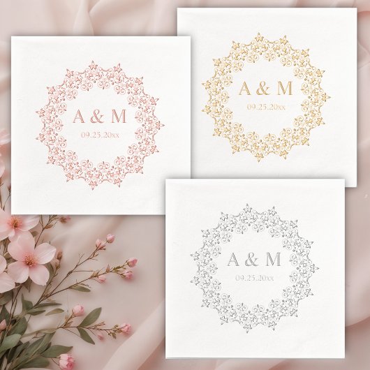 Mandala Lace Monogram bruiloft aanpassen Folie Servetten