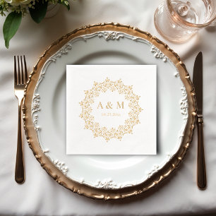 Mandala Lace Monogram bruiloft aanpassen Folie Servetten