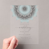 Mandala Lace Rev Wedding Lt. Blue ID968 Acryl Uitnodigingen (Insitu (Draagbaar))