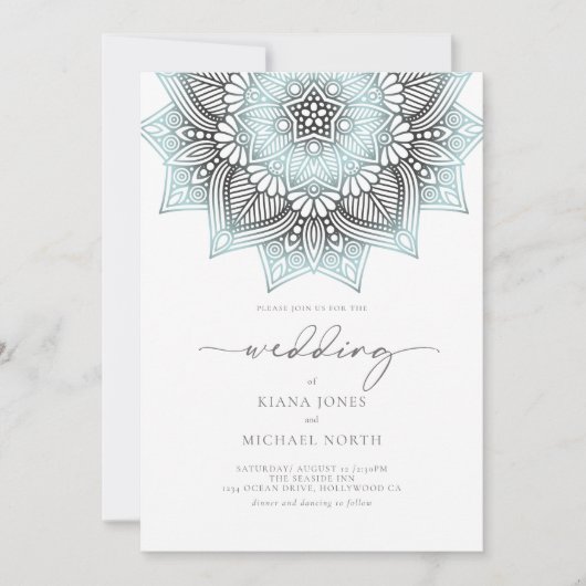 Mandala Lace Rev Wedding Lt. Blue ID968 Kaart (Voorkant)