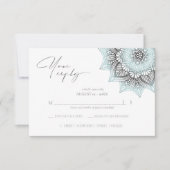 Mandala Lace Rev Wedding Lt. Blue ID968 RSVP Kaartje (Voorkant)