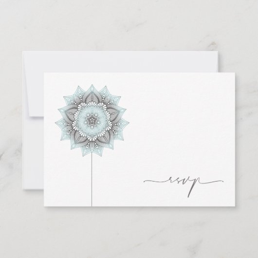 Mandala Lace Rev Wedding Lt. Blue ID968 RSVP Kaartje (Achterkant)