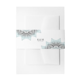 Mandala Lace Rev Wedding Lt. Blue ID968 Uitnodigingen Wikkel