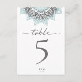 Mandala Lace Rev Wedding Table Number Blue ID968 Kaart (Voorkant)