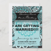 Mandala Lace Turquoise Black Save the Date Wedding (Achterkant)