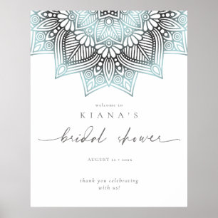Mandala Lace Vrijgezellenfeest Welcome Lt. Blue ID Poster
