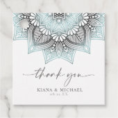 Mandala Lace Wedding Dank je. Blauwe ID968 Bedankjes Labels (Voorkant)