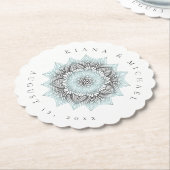 Mandala Lace Wedding Dank je. Blauwe ID968 Kartonnen Onderzetters (Gekanteld)