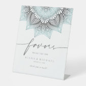 Mandala Lace Wedding Favors Ltd Blue ID968 Reclamebord Met Voetstuk (Voorkant)