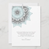 Mandala Lace Wedding Foto Hartelijk dank, blauwe I Bedankkaart (Achterkant)
