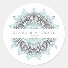 Mandala Lace Wedding Lt. Blue ID968 Ronde Sticker