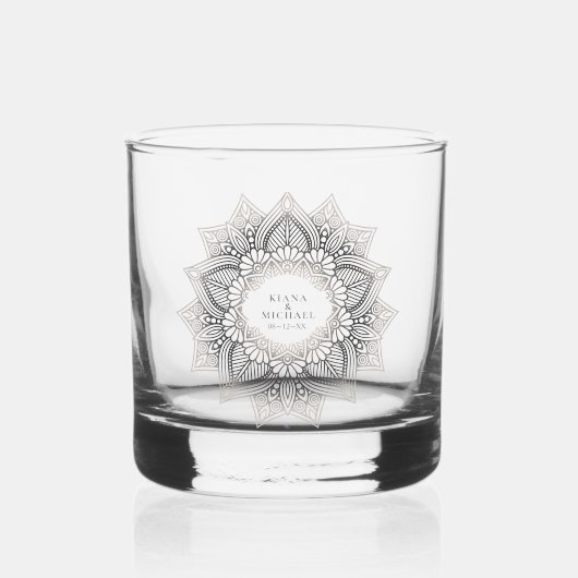 Mandala Lace Wedding Neutrals ID478 Whisky Glas (Voorkant)