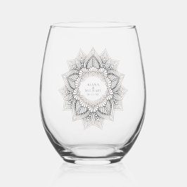 Mandala Lace Wedding Neutrals ID478 Wijnglas Zonder Voet