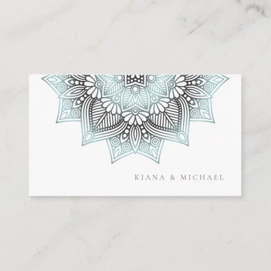 Mandala Lace Wedding Website Lt. Blue ID968 Informatiekaartje (Achterkant)