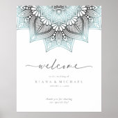 Mandala Lace Wedding Welcome Lt. Blue ID968 Poster (Voorkant)