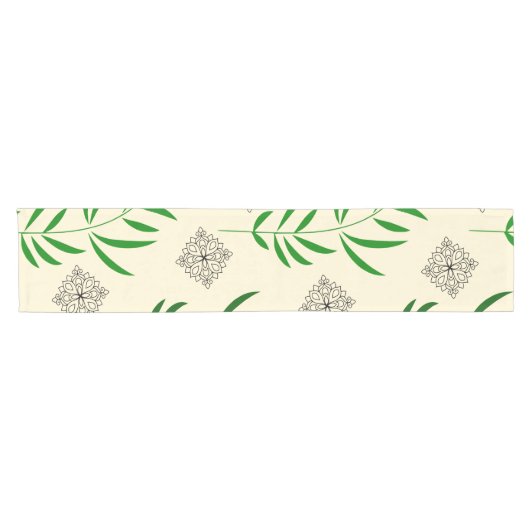 Mandala Leaves: Nature's Harmony Table Runner Korte Tafelloper (Horizontaal)