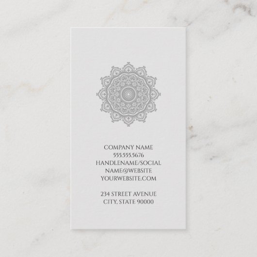Mandala | Leisteenhouten achtergrond | Gestapelde  Visitekaartje (Achterkant)