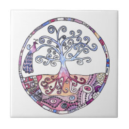 Mandala - Levensboom in het Paradijs Tegeltje