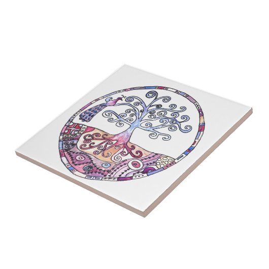 Mandala - Levensboom in het Paradijs Tegeltje (Zijkant)