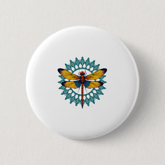 Mandala Libel - Lotus Bloem Insect Liefhebber Ento Ronde Button 5,7 Cm