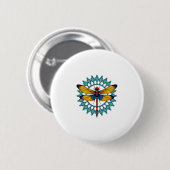 Mandala Libel - Lotus Bloem Insect Liefhebber Ento Ronde Button 5,7 Cm (Voorkant /achterkant)