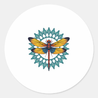 Mandala Libel - Lotus Bloem Insecten Liefhebber En Ronde Sticker