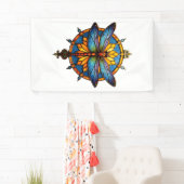 Mandala Libel Luminous Heilige Geometrie Spirituee Spandoek (Insitu)
