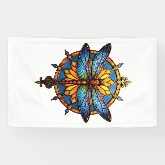 Mandala Libel Luminous Heilige Geometrie Spirituee Spandoek (Horizontaal)
