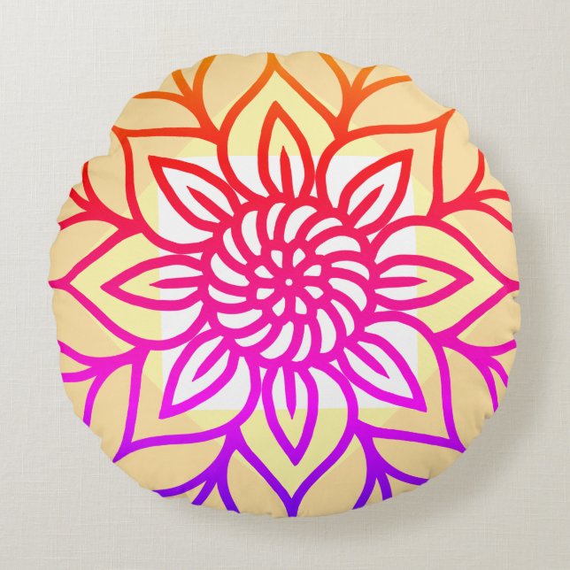 Mandala Light Rond Kussen (Voorkant)