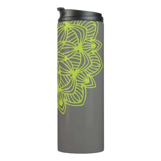 Mandala Lime Green Gray Persoonlijk legant Thermosbeker (Geroteerd rechts)