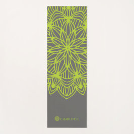 Mandala Lime Green Grey Personalized (1 zijde) Yogamat