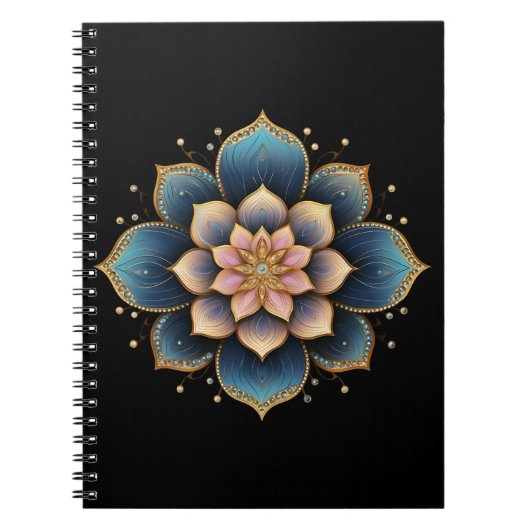 Mandala Lotus Bloem met Sprankelende Kristallen Notitieboek (Voorkant)