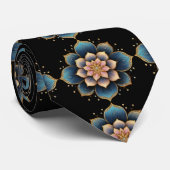 Mandala Lotus Bloem met Sprankelende Kristallen Stropdas (Opgerold)