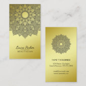 Mandala Lotus Bloem Yoga Zwart Goud Schoon Visitekaartje (Voorkant / Achterkant)