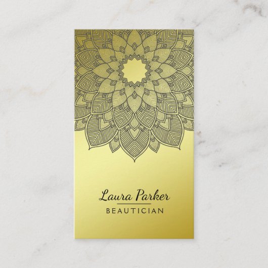 Mandala Lotus Bloem Yoga Zwart Goud Schoon Visitekaartje (Voorkant)