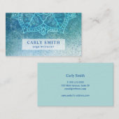 Mandala Lotus Bloemblauw Blauwgroen Waterverf Visitekaartje (Voorkant / Achterkant)