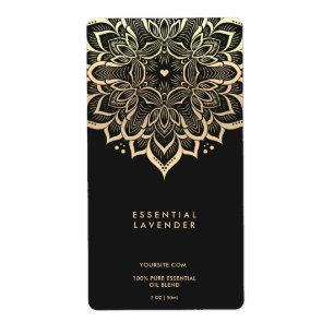 Mandala Lotus Elegante Zwarte Gouden Spirituele Ka Etiket