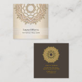 Mandala Lotus Flower Gold Yoga Instructor Fitness Vierkante Visitekaartje (Voorkant / Achterkant)