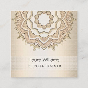 Mandala Lotus Flower Gold Yoga Instructor Fitness Vierkante Visitekaartje
