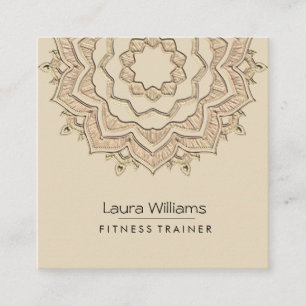 Mandala Lotus Flower Gold Yoga Instructor Fitness Vierkante Visitekaartje