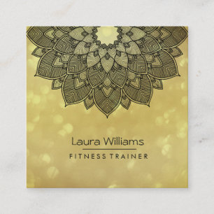Mandala Lotus Flower Gold Yoga Instructor Holistic Vierkante Visitekaartje