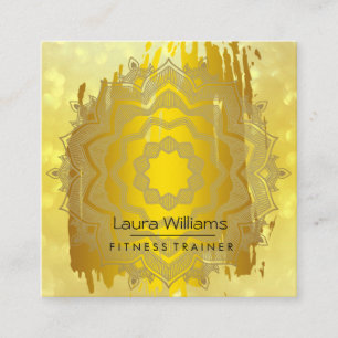 Mandala Lotus Flower Gold Yoga Instructor Holistic Vierkante Visitekaartje