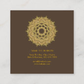 Mandala  Lotus Flower Gold Yoga Instructor Vierkante Visitekaartje (Achterkant)