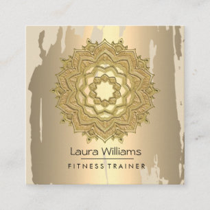 Mandala  Lotus Flower Gold Yoga Instructor Vierkante Visitekaartje