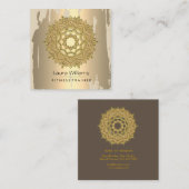 Mandala  Lotus Flower Gold Yoga Instructor Vierkante Visitekaartje (Voorkant / Achterkant)
